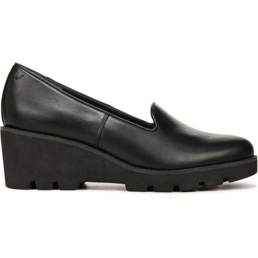 Vionic Willa Wedge Black Leather Size 9.5 Women's Slip-on Loafer
